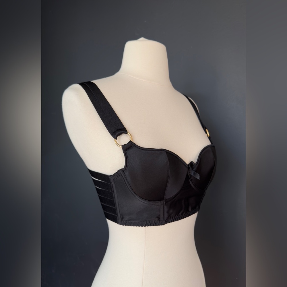 *NWT* BORDELLE Signature Silk Longline Bodice Bra Black SS 32B - Picture 5 of 13